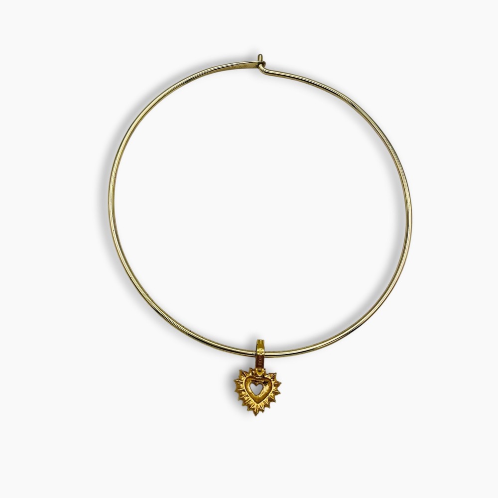 Roman Vintage Gold Tone Torque Collar Necklace Clear Crystal Heart Pendant
